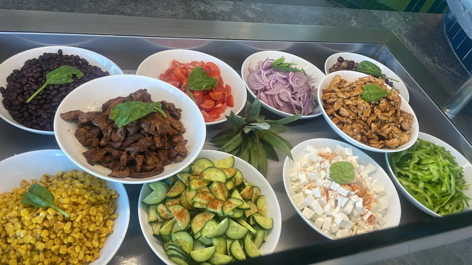Balanced corporate lunch buffet