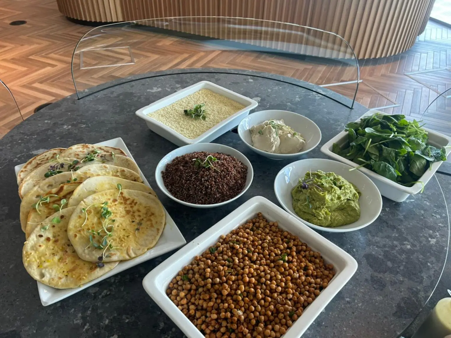 Mediterranean dishes arranged for sharing
